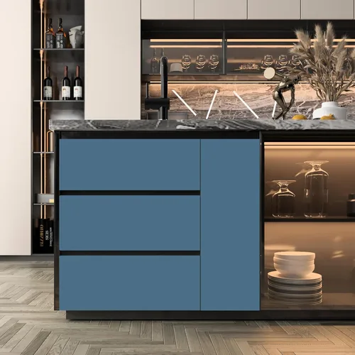 Vista 9 de Stickyart Papel tapiz azul oscuro para despegar y pegar, papel adhesivo azul para armarios, cajones, cocina, dormitorio, papel tapiz autoadhesivo