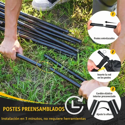Vista 6 de 3-in-1 Volleyball Badminton Pickleball Net Set Adjustable Height Negro