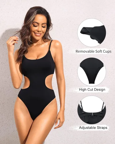 Vista 2 de Tempt Me Traje de baño de una pieza con cuello redondo para mujer