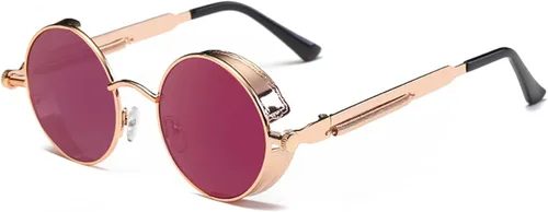 Vista 2 de Pack of 2 Round Sunglasses Steam Punk Style Metal Frame Steampunk UV400