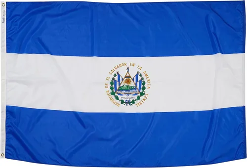 Vista 7 de Annin Flagmakers Bandera de El Salvador fabricada en Estados Unidos según las especificaciones oficiales de diseño de las Naciones Unidas, 2 x 3