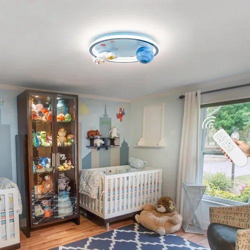 Vista 3 de Shine LUEST Lámpara de techo de astronauta de 20 pulgadas regulable para niños, luces de techo empotradas para dormitorio, lámpara LED de 3000