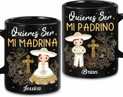 Vista 8 de WHIDOBE Juego de tazas de propuesta de padrinos personalizados, juego de tazas de padrino de bautizo personalizado, Bautizo Recuerdos Juego De 2