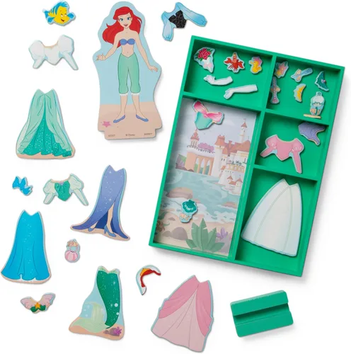 Vista 4 de Melissa & Doug Disney Princess Ariel - Juego de muñeca magnética de madera para disfrazarse (más de 30 piezas)