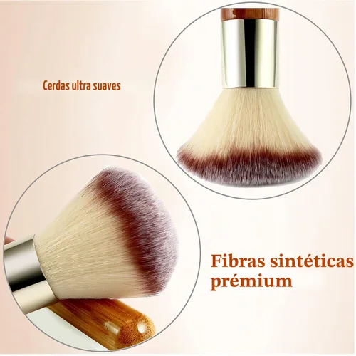 Vista 4 de Matto Bamboo Set de pinceles de maquillaje Kabuki, 2 Piezas, pincel de maquillaje para base y polvo para BB Cream mineral