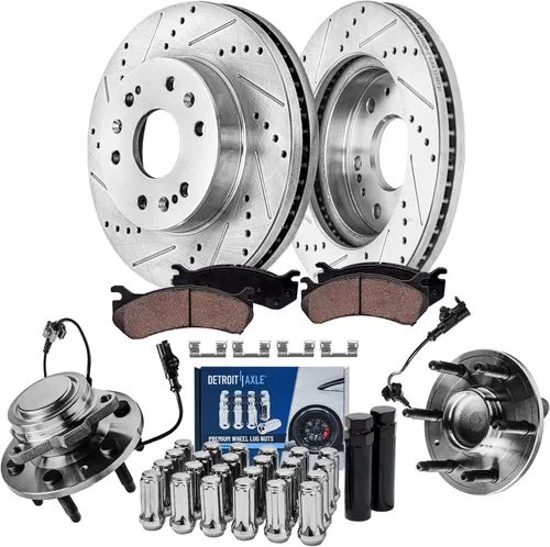 Vista 176 de Detroit Axle - Rotores de freno para Ford 2013-2019 Explorer Taurus Flex Lincoln MKT MKS, rotores de freno de disco ranurados perforados de repuesto