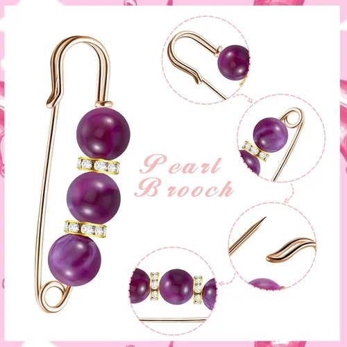 Vista 4 de Hicarer - Broches de seguridad con perlas para mujer, estilo brillante, 18