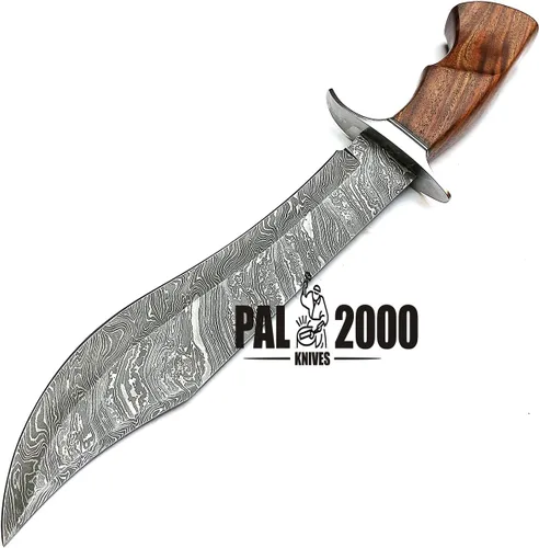 Vista 2 de PAL 2000 KNIVES Cuchillo Bowie hecho a mano de acero de Damasco de 19 pulgadas con funda 9291