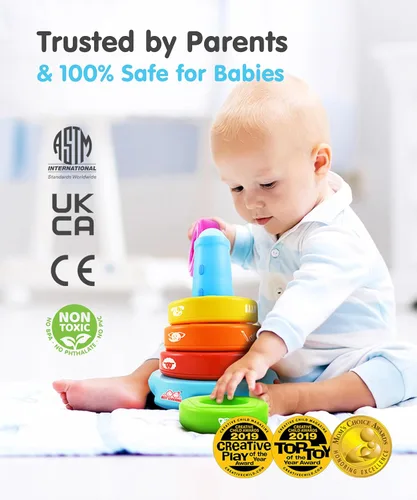 Vista 2 de BEST LEARNING Stack & Learn - Juguete apilable de actividades educativas de desarrollo para bebés de 6 o 9 meses en adelante Regalo de cumpleaños