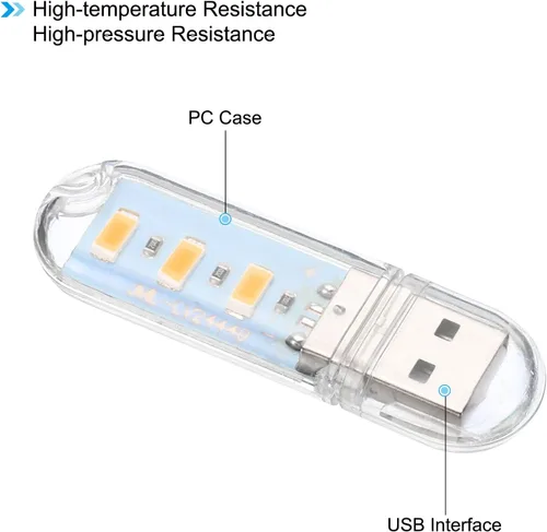 Vista 5 de PATIKIL Luces nocturnas USB, 6 piezas de 1 W, 3 cuentas de lámpara LED con 13.8 in macho a hembra, cables flexibles de cuello de cisne