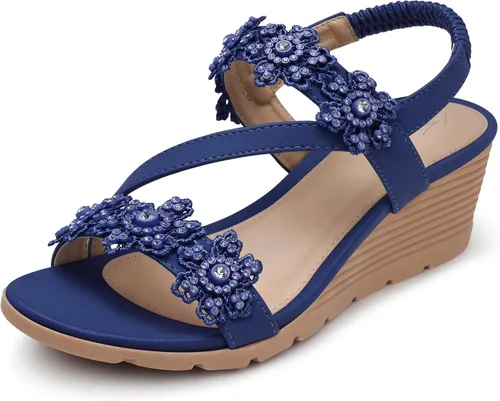 Vista 8 de SHIBEVER Womens Wedge Sandals: Well-Cushioned and Support for Comfortable Beige