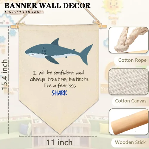 Vista 6 de Decoración de animales marinos, letrero de bandera del océano, regalo para bebés, niños y niñas, banderines para decoración de pared, regalo