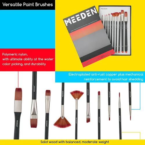 Vista 5 de MEEDEN Juego de pintura acrílica con caballete: 44 piezas de suministros de arte Kit de pintura con caja de mesa caballete para adultos - 6 pinturas