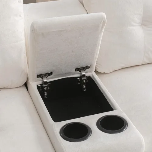 Vista 6 de Sofá seccional en forma de L, moderno sofá modular con diván de almacenamiento, sofá esquinero tapizado en forma de L con soporte para tazas