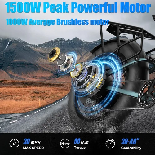Vista 2 de 2026 AWD Electric Bike for Adults Dual Motor 5000W/3000W/1500W Peak 40MPH/32MPH Fast Ebike, Up to 70 /90 /160 Miles Long Range, 26" Full Suspension