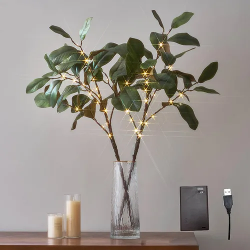 Vista 11 de Hairui Ramas de abedul iluminadas que funcionan con pilas, con 8 funciones, 100 luces multicolor y blancas cálidas, ramas preiluminadas