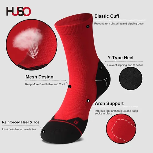 Vista 4 de HUSO Performance - Calcetines deportivos de compresión para hombre y mujer, 1,2,3,4,6 pares