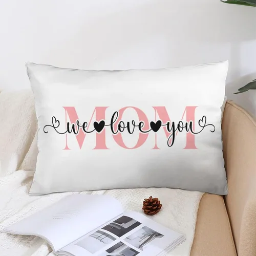 Vista 15 de Fundas de almohada lumbar personalizadas para el Día de la Madre con nombres de los niños, 12 x 20 pulgadas, funda de cojín rectangular decorativa