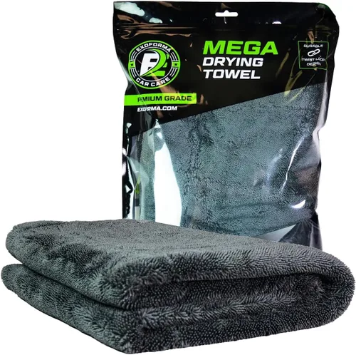Vista 5 de ExoForma Toalla de secado para auto Mega - Soporta hasta 9 libras, sin rayas, arañazos o manchas de agua 1200 GSM microfibra tejido de doble