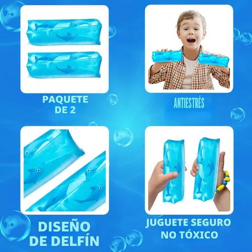 Vista 2 de Bedwina Juguete Serpenteante de Agua de Delfín - (Paquete de 2) Juguetes Sensoriales Fidget de Serpiente de Agua de 4.75 Pulgadas y Tubo de Agua