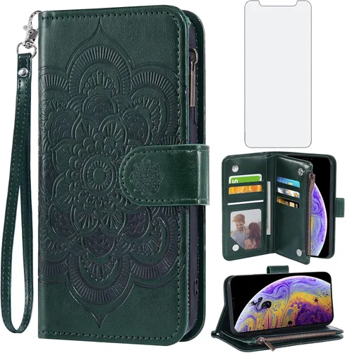 Vista 12 de Asuwish Funda compatible con iPhone Xs Max y protector de pantalla de vidrio templado, funda para teléfono celular para i X XR Xsmax 10x SX Xmax Azul