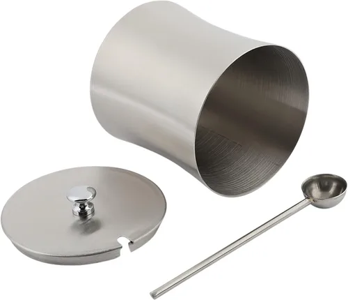 Vista 9 de Oumefar Azucarero de acero inoxidable, olla de sal para condimentos con tapa y cucharas de servir, recipiente de condimentos de cocina
