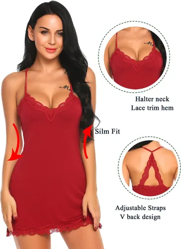 Vista 7 de Avidlove - Ropa de dormir sexy para mujer camisón de algodón para mujer lencería para mujer