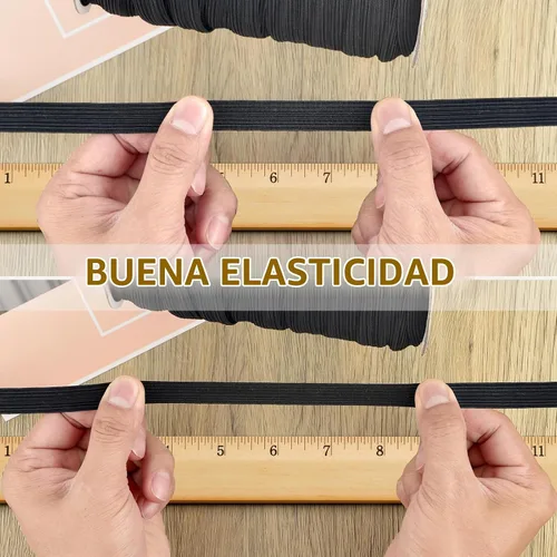 Vista 4 de Coopay Bandas elásticas planas de 100 yardas de largo, 1/2 pulgada de ancho, cuerda elástica plana para coser proyectos de bricolaje, artes y Negro