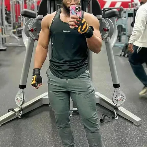 Vista 4 de BROKIG Men's Joggers Tapered Athletic Pants Double Zipper Pockets Slim Fit Workout Sweat Pants Casual Gym Running Bottom