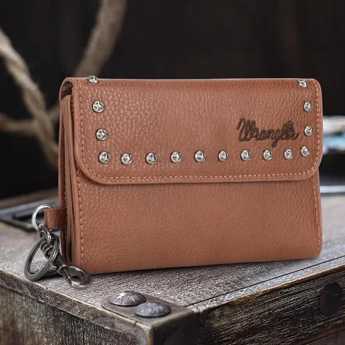 Vista 2 de Wrangler Cartera para mujer, delgada, triple, para tarjetas de crédito y organizadores de dinero, A-Marrón