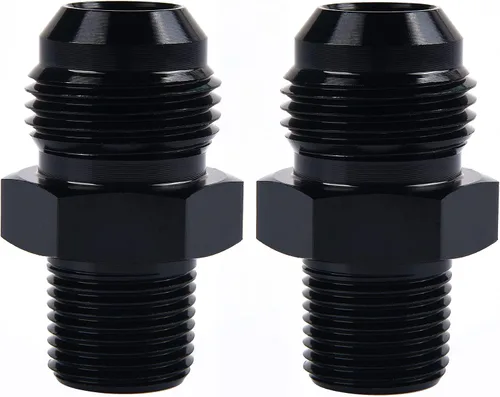 Vista 6 de EVIL ENERGY 3AN macho acampanado a 1/4" NPT tubo adaptador de ajuste de 90 grados aluminio negro 2 piezas
