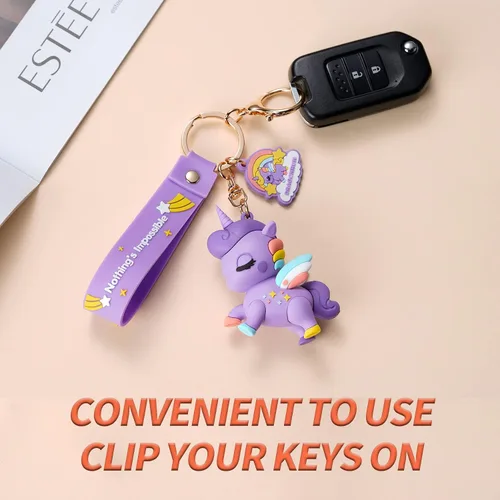 Vista 4 de HONYJOOM Lindo llavero de regalo Llavero de unicornio Kawaii Accesorios Llavero Mochila Dijes Llaves de Coche Llavero Llavero para Niños Niñas