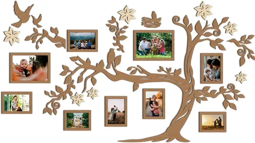 Vista 15 de JustLikeWood 39 x 22 pulgadas Calcomanía de Pared Grande de Árbol Genealógico de Madera para Decoración del Hogar con Marco de Fotos Estándar