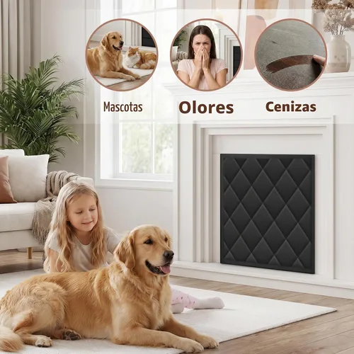 Vista 7 de Cubierta magnética para chimenea, manta bloqueadora de chimenea, ahorra energía, tapón de chimenea para interiores para pérdida de calor en invierno
