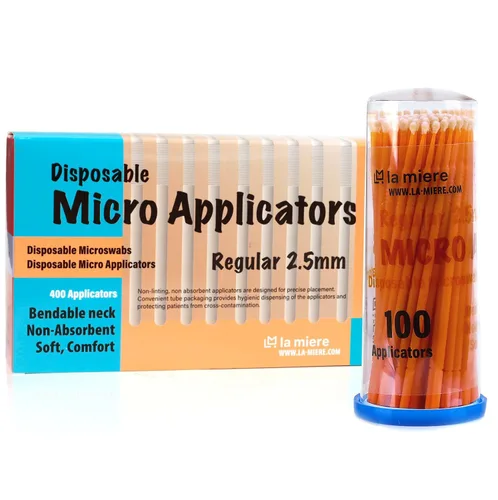 Vista 13 de LA MIERE 400 piezas de cepillos dentales con micro aplicadores finos, microhisopos cilíndricos desechables de 1mm, negros