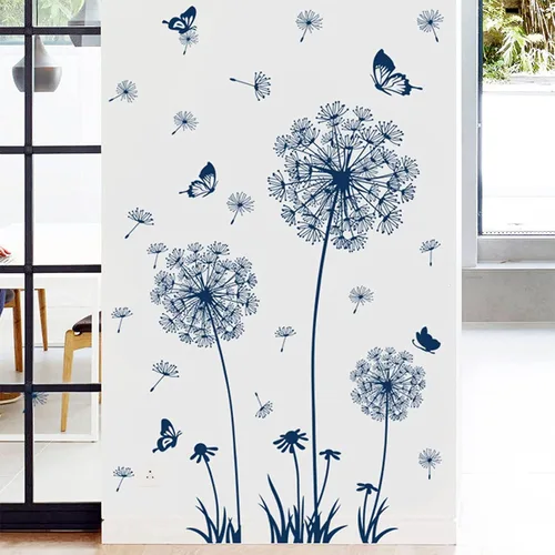 Vista 6 de Arawat 2 Juego de Calcomanías de Diente de León para Pared Pelar y Pegar Calcomanías de Pared de Diente de León Azul Adhesivos de Pared Florales