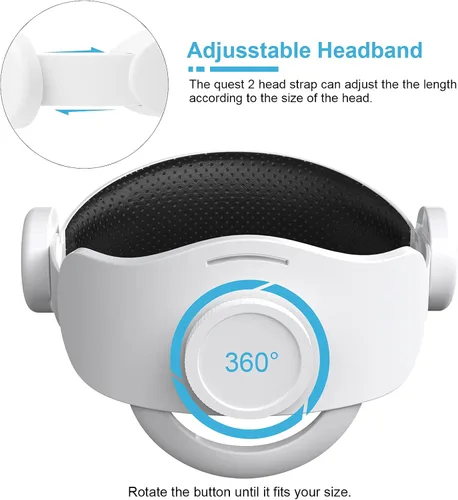 Vista 3 de HUAYUWA Adjustable Head Strap with Head Cushion for Oculus Quest 2 VR Accessories, Replacement for Elite Strap Comfortable Protective Headband
