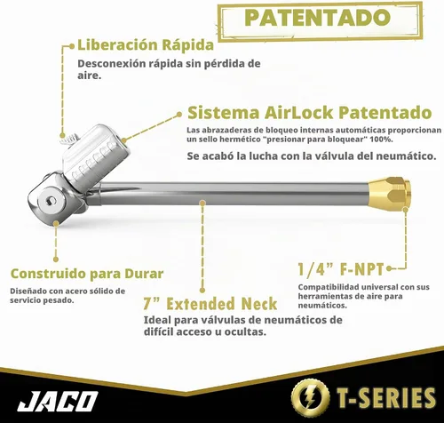 Vista 2 de JACO Lightning T-Series Portabrocas de aire para neumáticos - 1/4" F-NPT (Flujo abierto)