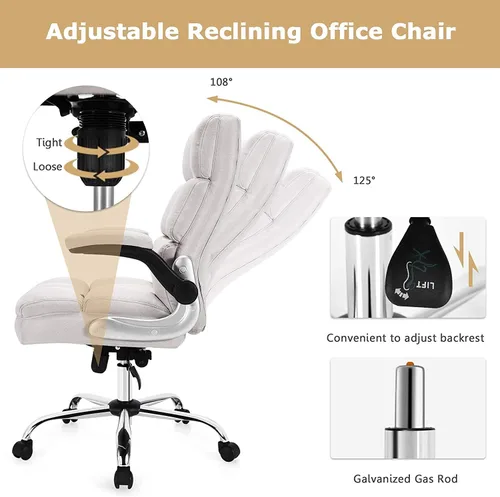 Vista 6 de Topment Silla giratoria de oficina en casa, silla de escritorio acolchada ajustable para computadora con respaldo ergonómico, reposabrazos abatible