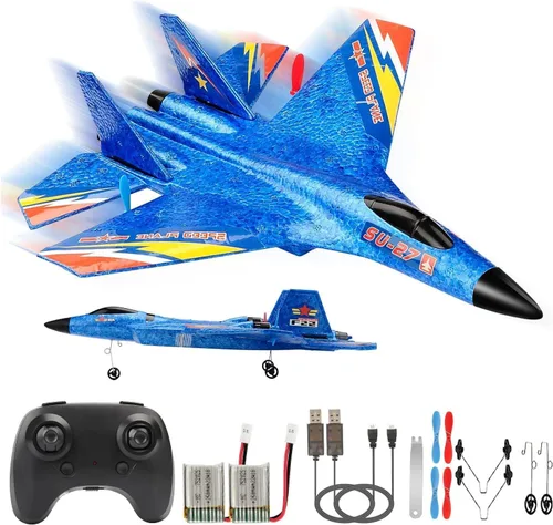 Vista 10 de Avión RC, avión RC F22 listo para volar, avión de control remoto de 2.4 GHz, avión de control remoto de 2 canales, juguete de aviones RC para niños