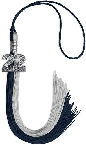 Vista 86 de Endea Graduation Borla de doble color con dije de plata brillante (negro/oro antiguo, 2025)