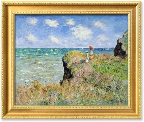 Vista 128 de IPIC - Reproducción artística de los lirios de agua de Claude Monet 1906, impresiones giclée coinciden con el marco dorado clásico, arte de pared