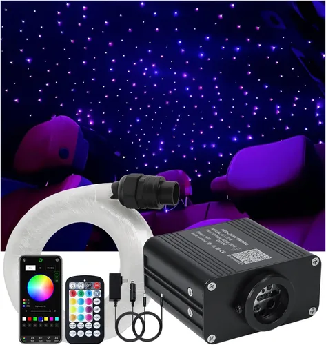 Vista 13 de Twinkle Starlight Headliner Light,16W 400pcs 6.5ft LED Star Kit de luz de fibra óptica de techo APP/Control remoto para coche/hogar/fiesta