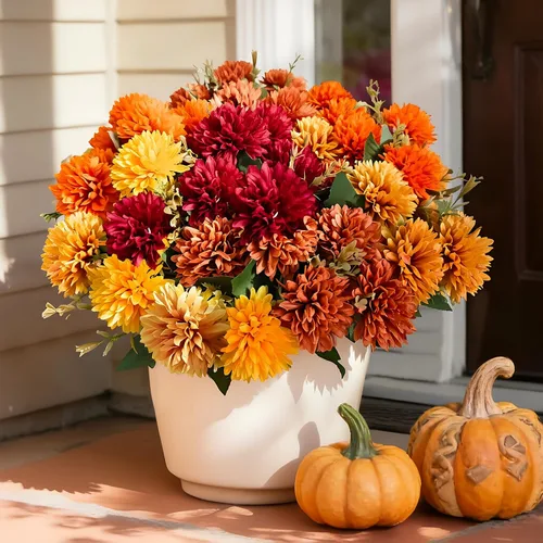 Vista 11 de 8 flores artificiales para exteriores, resistentes a los rayos UV, para macetas de crisantemos realistas, margaritas que no se decoloran