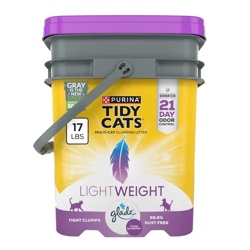 Vista 13 de Purina Tidy Cats Arena para gatos liviana, bajo polvo, aglomerante, LightWeight Glade Clean Blossoms arena para múltiples gatos - envase de 6 lb