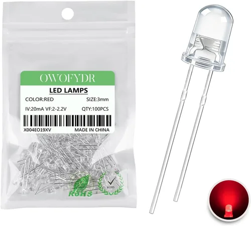 Vista 31 de 100 diodos LED RGB de 0.118 in, cátodo común, orificio pasante
