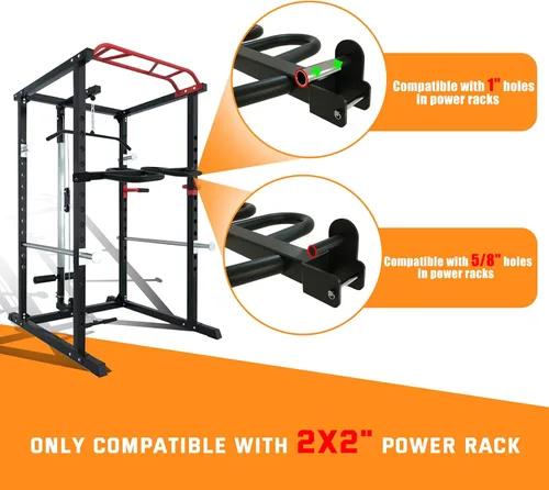Vista 5 de Dip Bar Attachment for 2"x2" Squat Rack, Heavy Duty Power Rack Attachment with 5/8" or 1" Hole