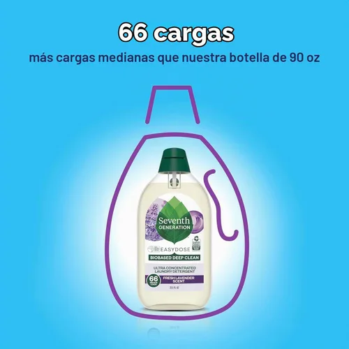 Vista 6 de Seventh Generation - Detergente EasyDose para ropa ultra concentrado: 66 cargas, aroma de lavanda fresca, 23,1 onzas líquidas