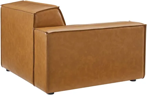 Vista 7 de Modway Restore - Sofá biplaza seccional de cuero vegano en color marrón