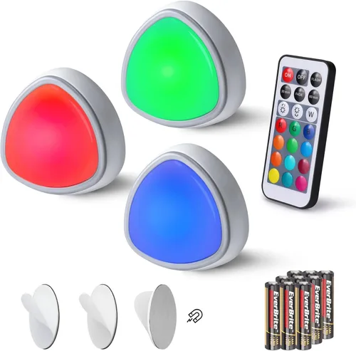 Vista 8 de EverBrite Luz de grifo, luz de empuje, luces LED de disco con 12 colores RGB, luz táctil inalámbrica debajo del gabinete, luz nocturna de 80 lúmenes